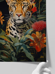 Leopard & Flowers - Art Print