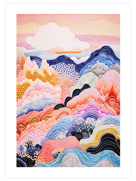 Colorful Mountains Poster  - Giclée Baskı