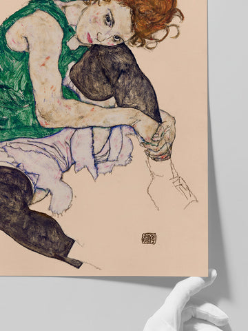 Egon Schiele  Seated Woman with Legs Drawn up - Art Print