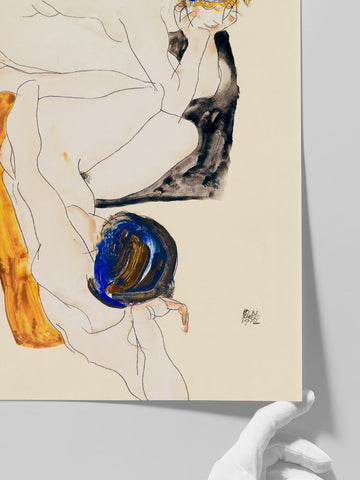 Egon Schiele  Two Reclining Figures - Art Print