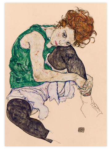 Egon Schiele  Seated Woman with Legs Drawn up - Art Print