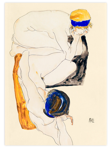 Egon Schiele  Two Reclining Figures - Art Print