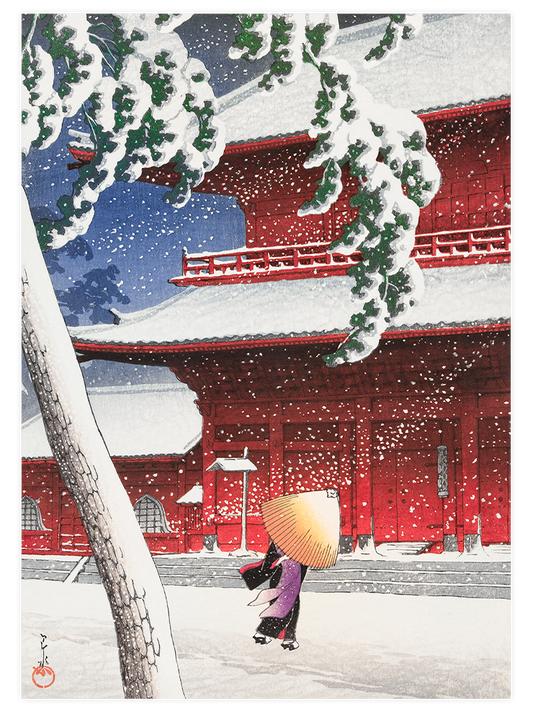 Hasui Kawase The Zojoji Temple Poster - Giclée Baskı