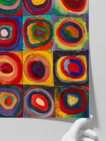 Kandinsky Squares with Concentric Circles - Art Print