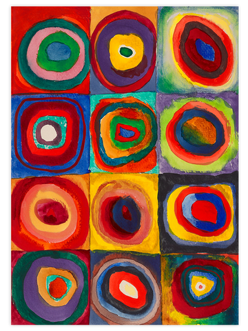 Kandinsky Squares with Concentric Circles - Art Print