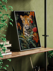 Leopard & Flowers - Art Print