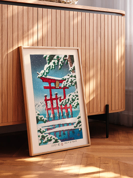 Kawase Miyajima in Snow Poster - Giclée Baskı