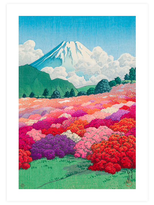 Kawase Mount Fuji from an Azalea Garden Poster - Giclée Baskı