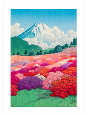 Kawase Mount Fuji from an Azalea Garden Poster - Giclée Baskı