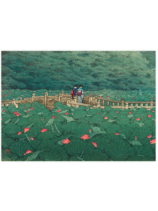 Kawase The Pond at Benten Shrine in Shiba Poster - Giclée Baskı