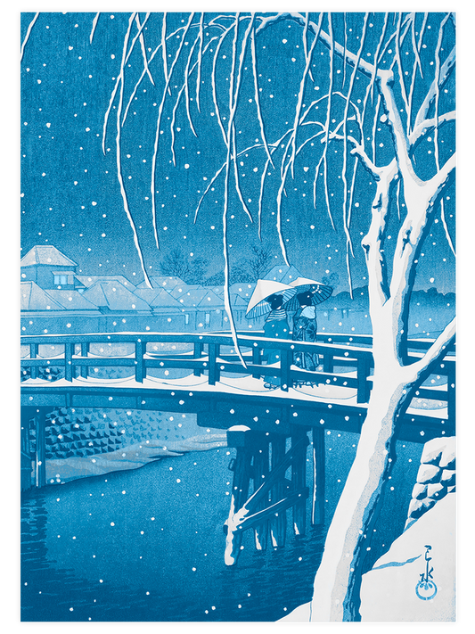 Kawase Snow at Nightfall Poster - Giclée Baskı