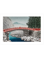 Kawase Snow at the Shinkyo Bridge, Nikko Poster - Giclée Baskı