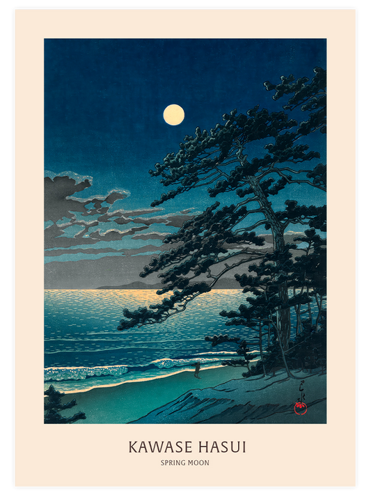 Kawase Spring Moon at Ninomiya Beach Poster - Giclée Baskı