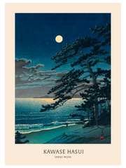 Kawase Spring Moon at Ninomiya Beach Poster - Giclée Baskı