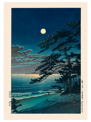 Kawase Spring Moon at Ninomiya Beach Poster - Giclée Baskı