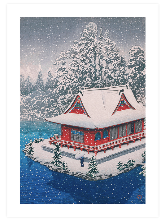 Kawase The Inokashira Benten Shrine in Snow Poster - Giclée Baskı