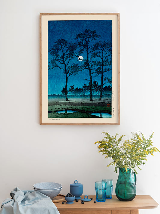 Kawase Winter Moon over Toyama Plain Poster - Giclée Baskı