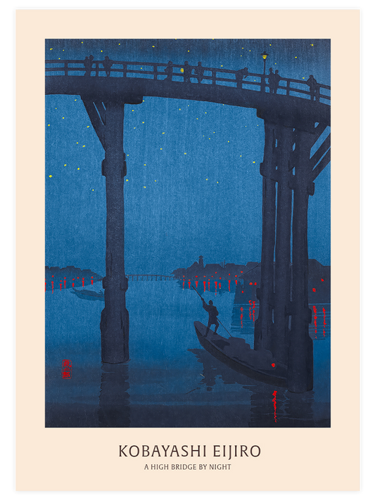 Kobayashi A High Bridge by Night Poster - Giclée Baskı