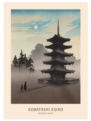 Kobayashi Eijiro Pagoda at Night Poster - Giclée Baskı