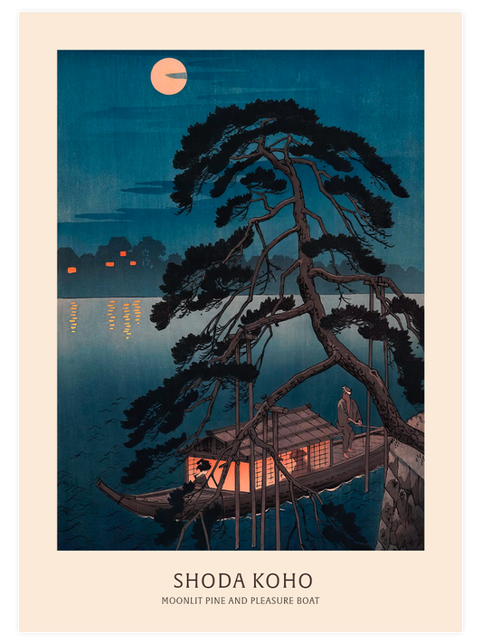 Koho Shoda Moonlit Pine & Pleasure Boat Poster - Giclée Baskı