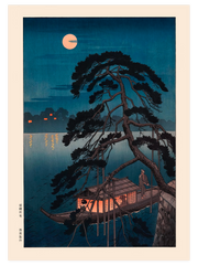 Koho Shoda Moonlit Pine & Pleasure Boat Poster - Giclée Baskı