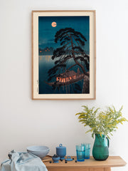 Koho Shoda Moonlit Pine & Pleasure Boat Poster - Giclée Baskı