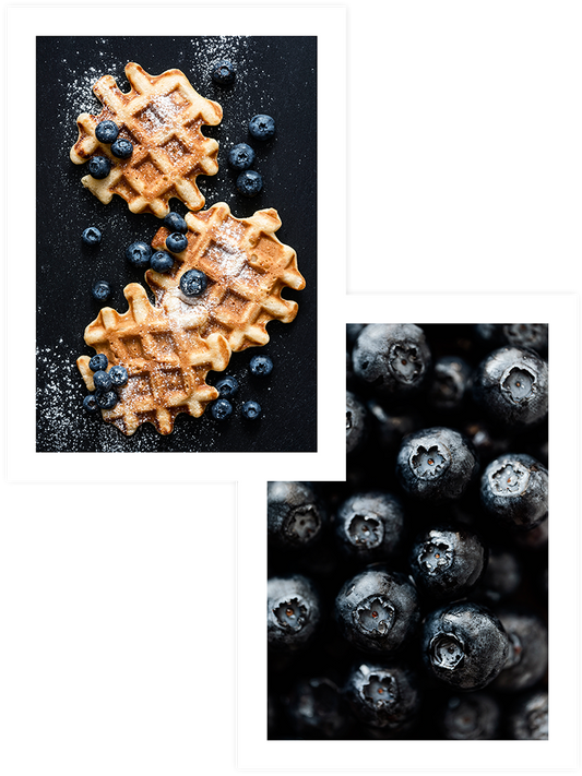 Waffle & Blueberries - Poster Seti Duo