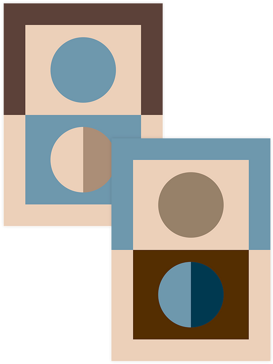 Blue, Brown, Beige - Poster Seti Duo