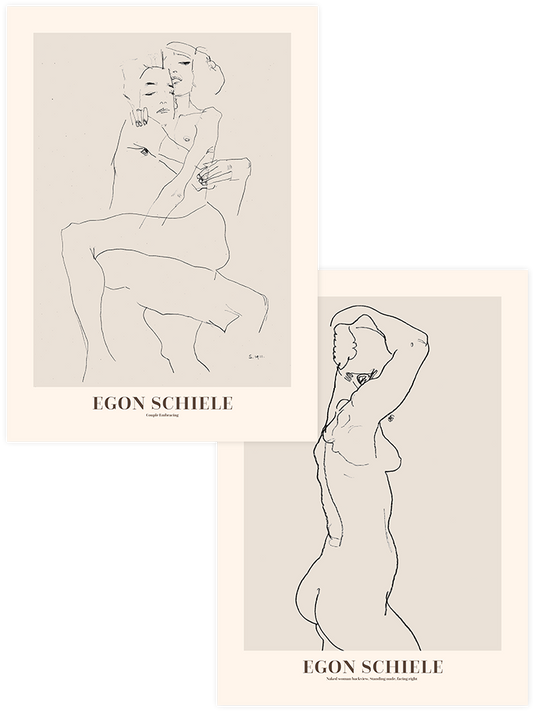 Egon Schiele Naked - Poster Seti Duo