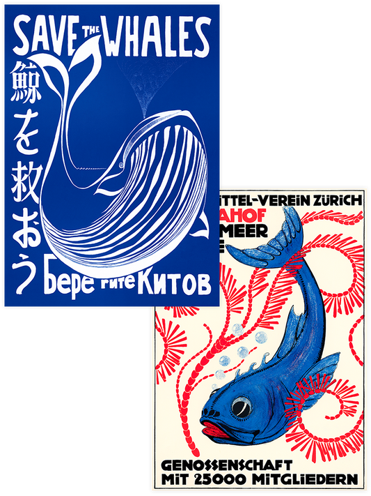 Vintage Save The Whales - Poster Seti Duo