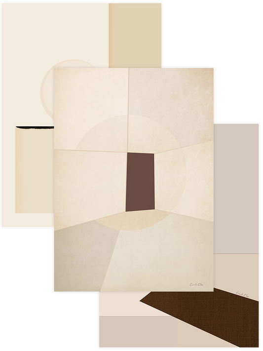 Beige & Brown - Poster Seti Trio