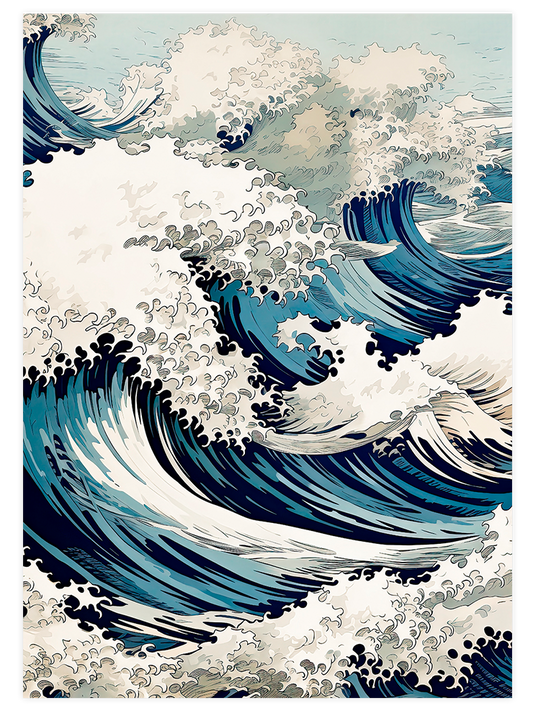 Waves of Okinawa Poster - Giclée Baskı