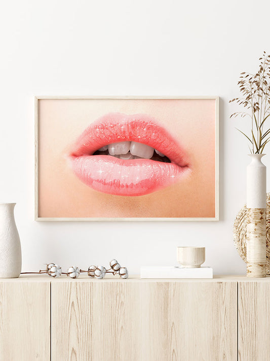 Pink Lips Poster - Giclée Baskı